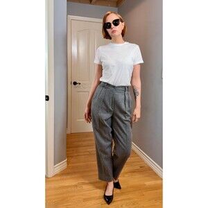 Koret Vintage Gray Tweed Wool Double Pleated Trousers Tapered Leg Size 2/4